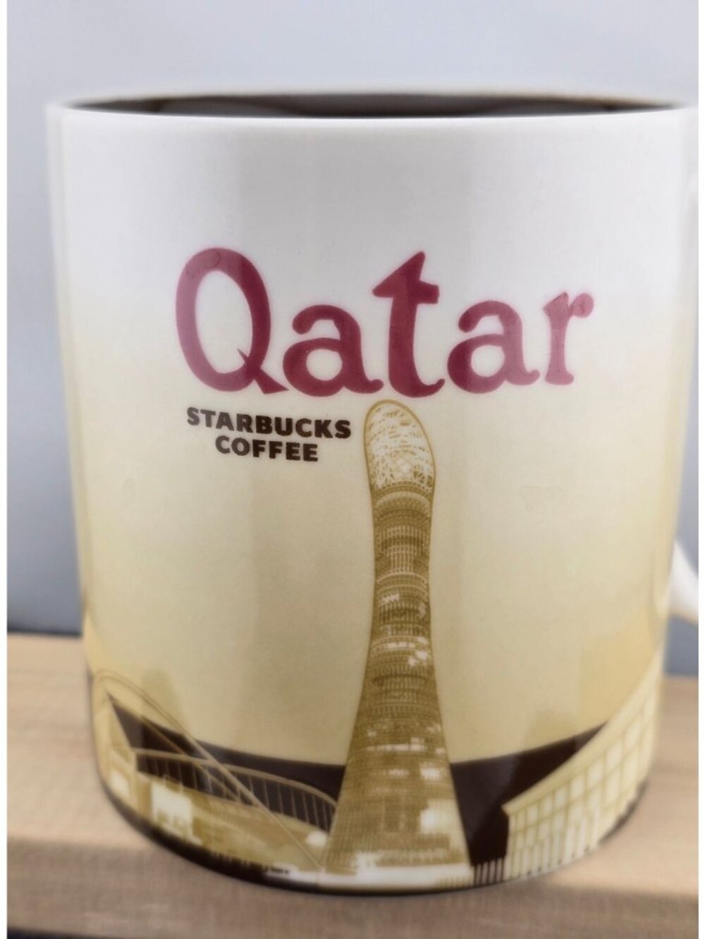RARE 2011 Starbucks Qatar Coffee Mug Global Icon Series Beige 16 oz Collectible - Picture 2 of 16